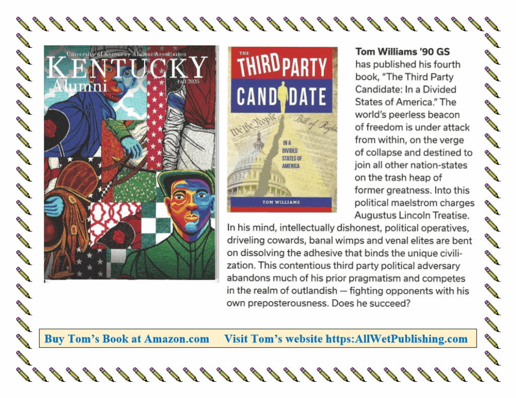 Fall 2025 KY Alumni magazine cover with my 4th book info.