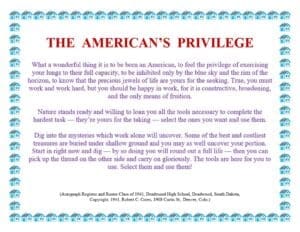 A quotation from a 1941 High School Graduation Ceremony